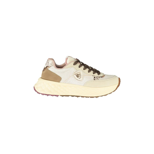 BLAUER Sneakers Donna Beige con Lacci e Dettagli a Contrasto