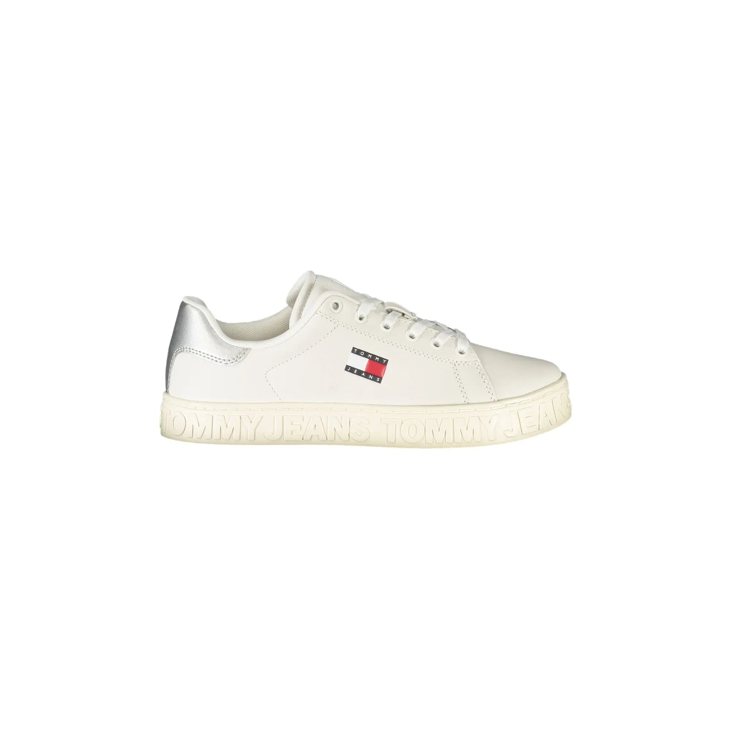 TOMMY HILFIGER Sneakers Donna Bianche con Lacci e Dettagli Argento