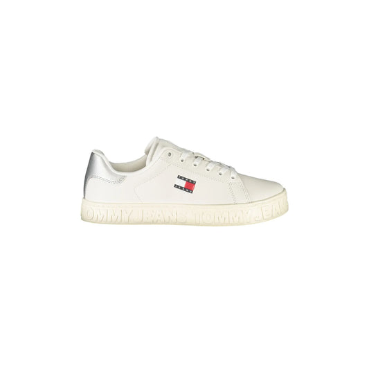 TOMMY HILFIGER Sneakers Donna Bianche con Lacci e Dettagli Argento