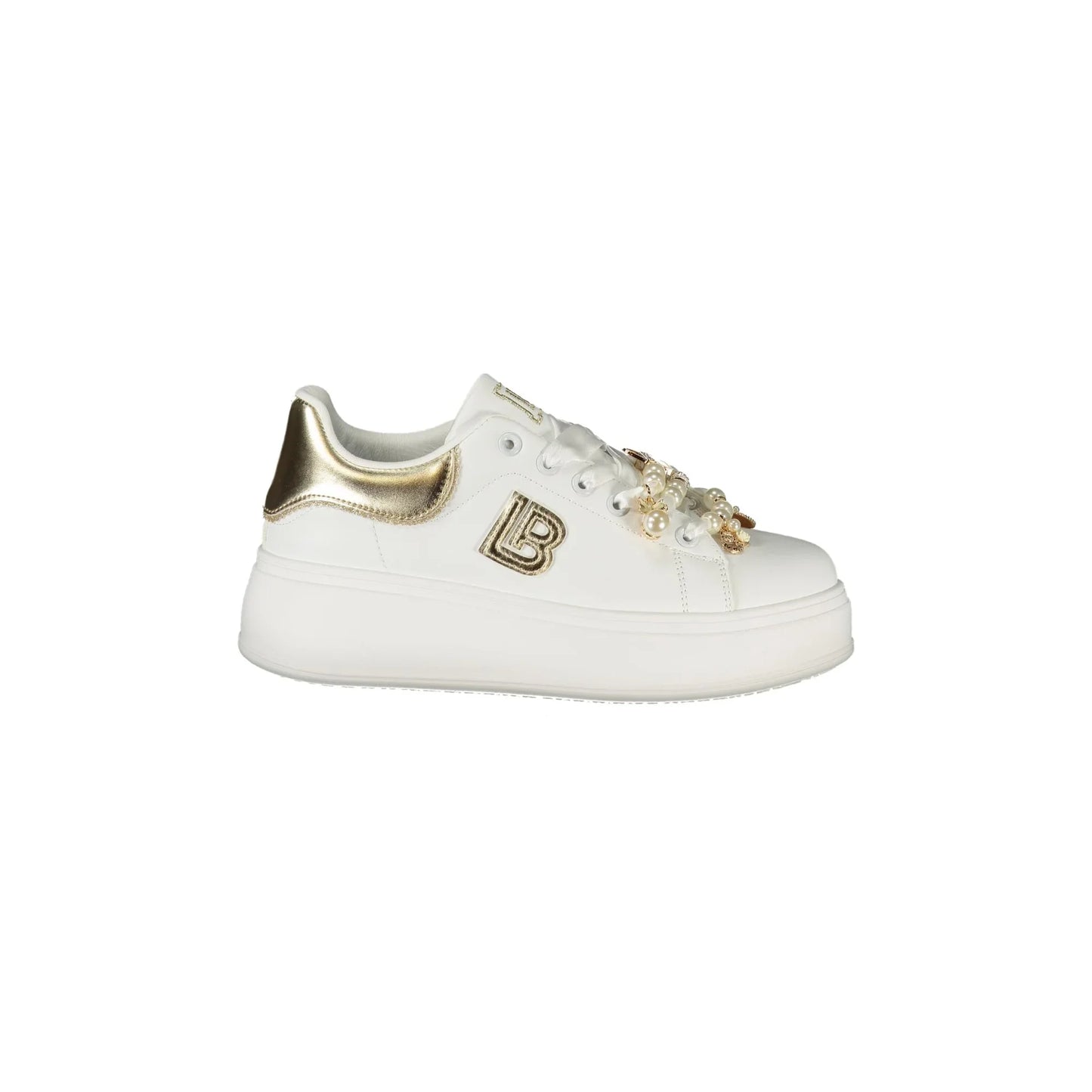 LAURA BIAGIOTTI Sneakers Donna Bianche con Lacci e Plateau 4 cm