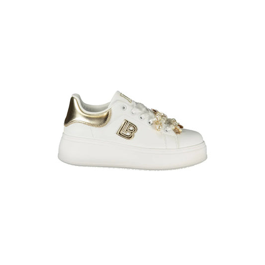 LAURA BIAGIOTTI Sneakers Donna Bianche con Lacci e Plateau 4 cm