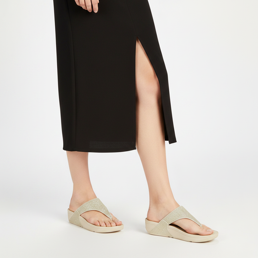 FitFlop LULU Shimmerglitz Platino - Lifestyle Elegante