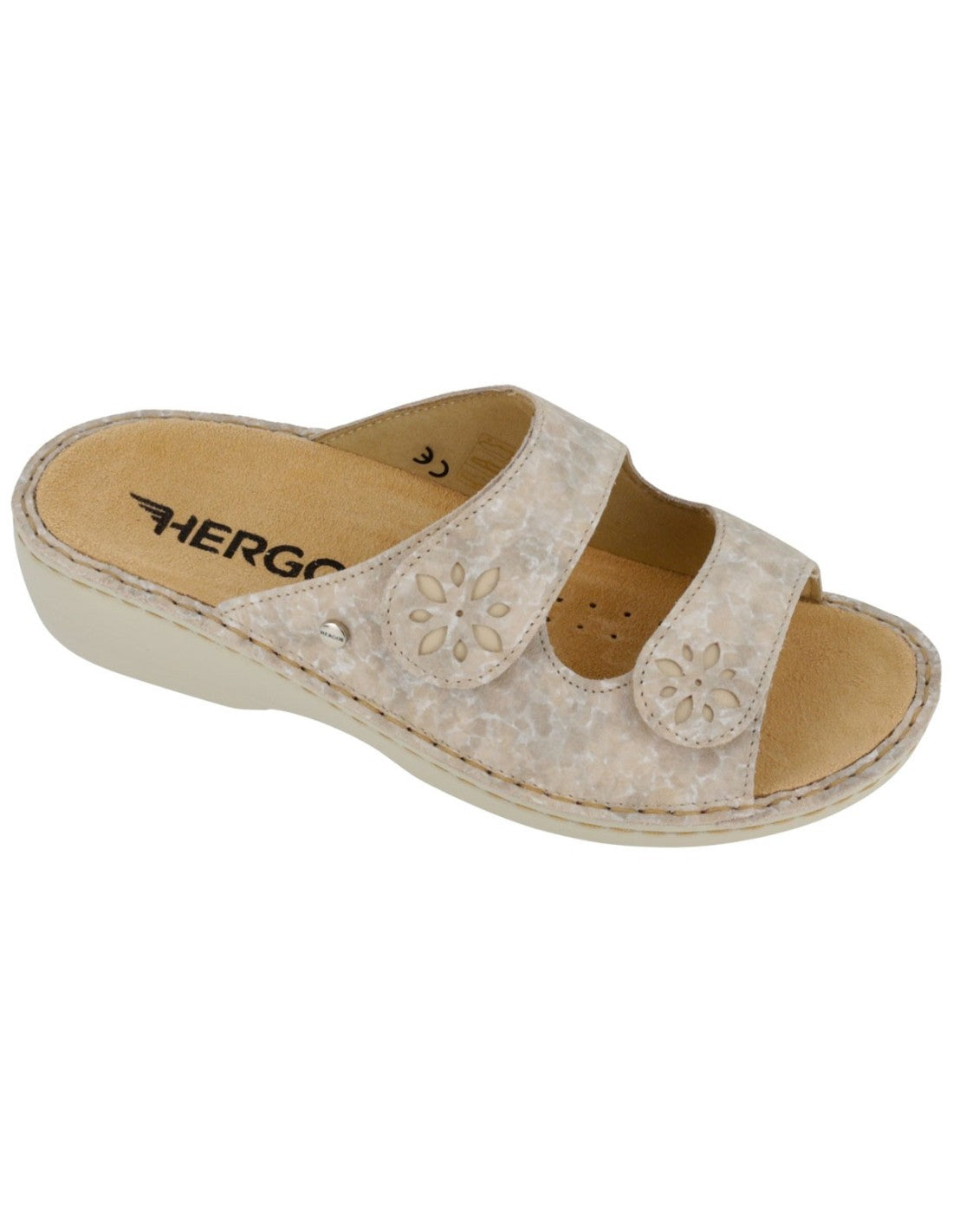Ciabatta Hergos Donna Doppia Fascia Velcro Caraibi Latte