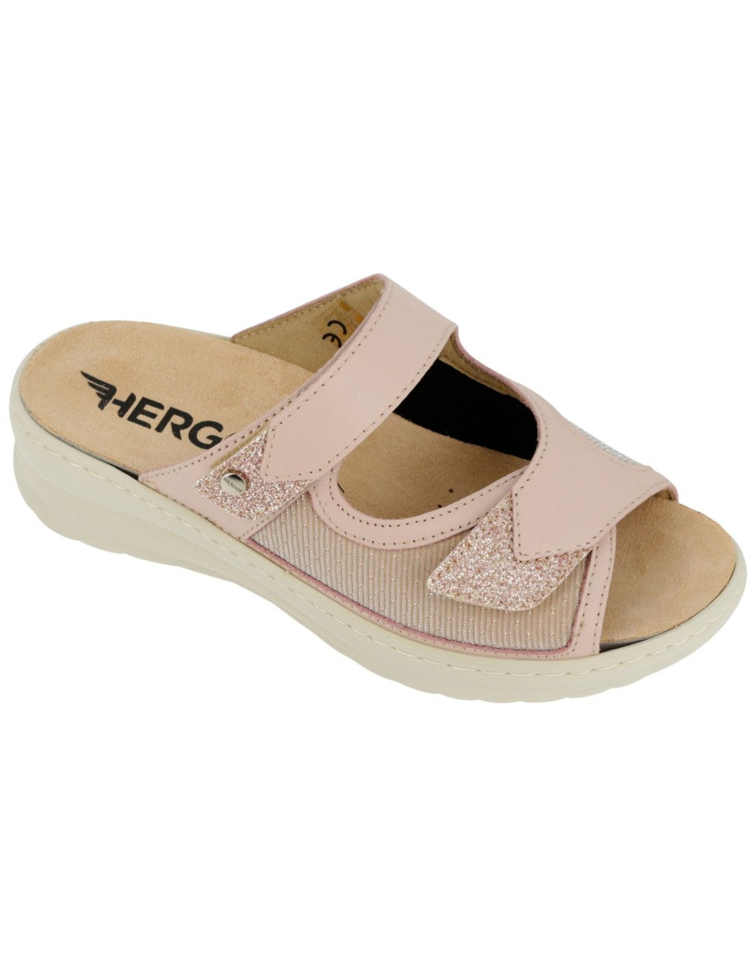 Ciabatta Hergos Donna Doppia Fascia Velcro Cipria