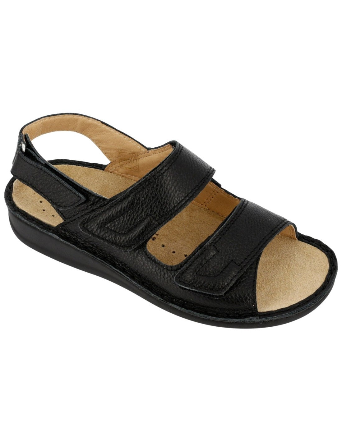 Hergos H441 – Sandalo Uomo in Vera Pelle | Doppia Fascia Regolabile | Plantare Estraibile | Nero