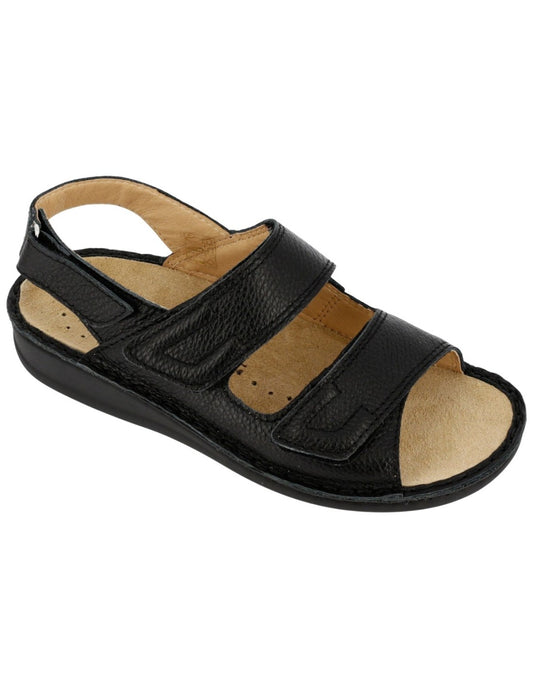 Hergos H441 – Sandalo Uomo in Vera Pelle | Doppia Fascia Regolabile | Plantare Estraibile | Nero