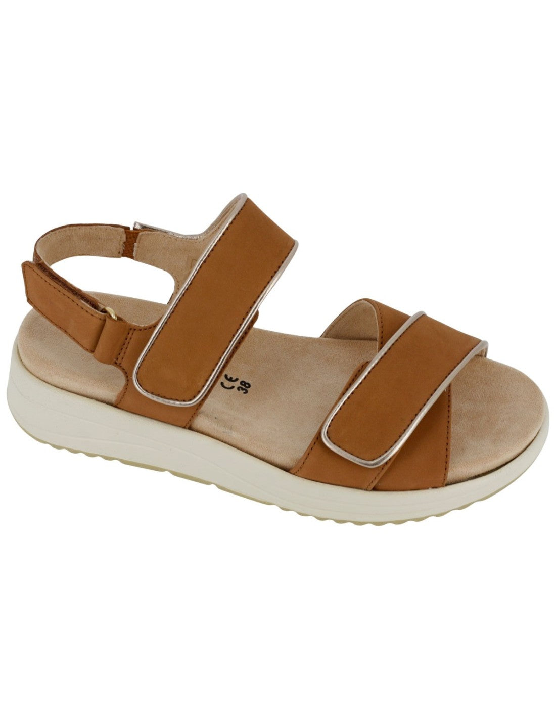 Sandalo Hergos Donna Pelle Nubuk Doppia Fascia Velcro Antilope