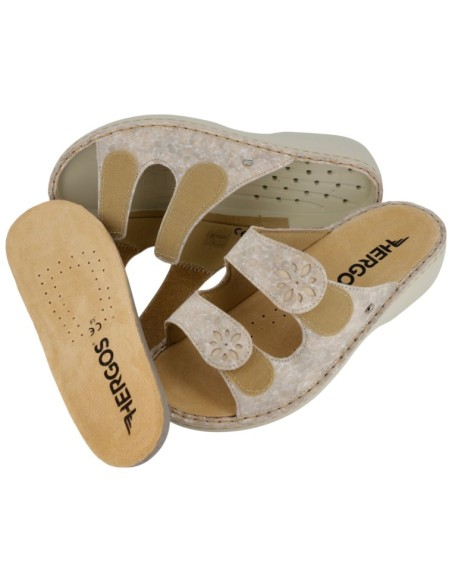 Ciabatta Hergos Donna Doppia Fascia Velcro Caraibi Latte