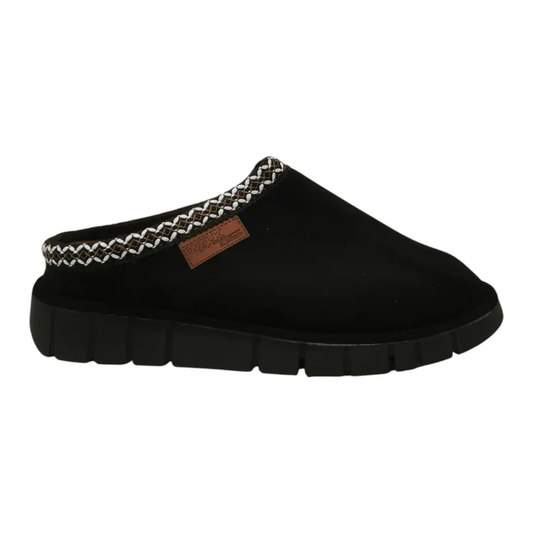 Pantofola Melluso Walk PD533Q nera con cuciture bianche, vista laterale