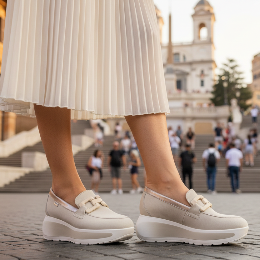 Mocassino Callaghan Nabuk - Piazza di Spagna Roma gonna