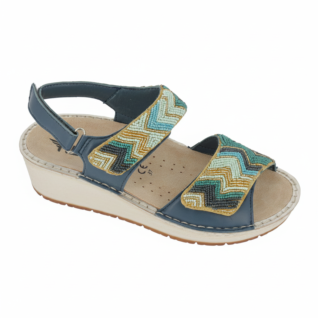Sandalo donna Hergos T.Ancona Blu lato destro