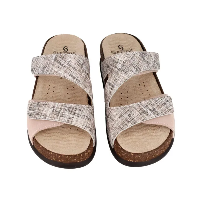 Ciabatta Donna in Pelle Hergos – Tweed e Camoscio Sabbia | Design Contemporaneo