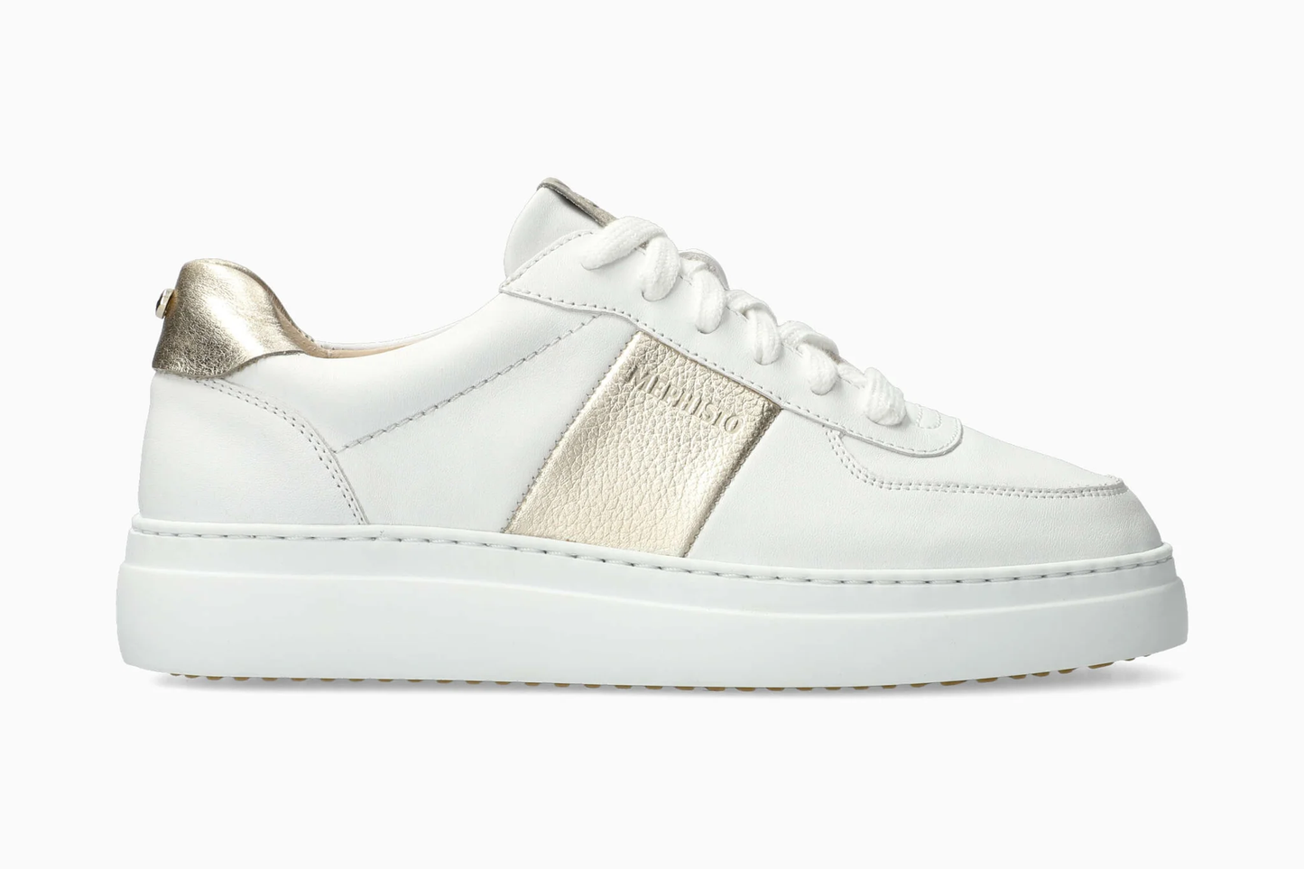 Mephisto Dayana – Sneaker Donna in Pelle Bianca con Dettagli Oro e Plantare Estraibile