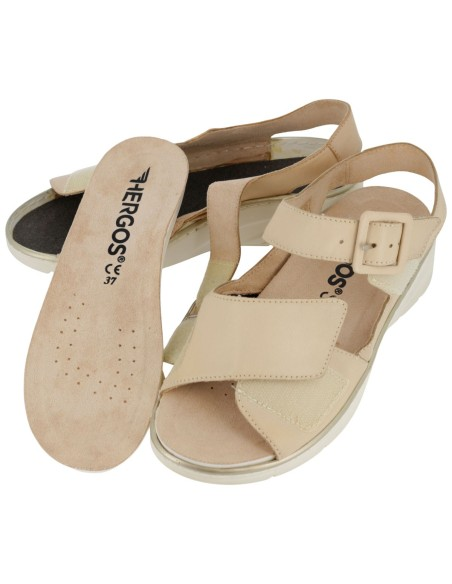 Sandalo Hergos Comfort Beige | Soletta Estraibile | Chiusura Velcro Carmen/Griselast Beige