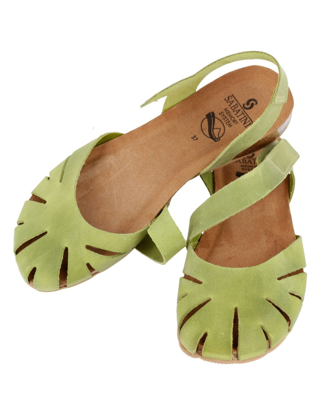 Sandali Donna Sabatini Sprinter Verde Lime – Pelle Nabuk con Taglio a Ventaglio e Velcro