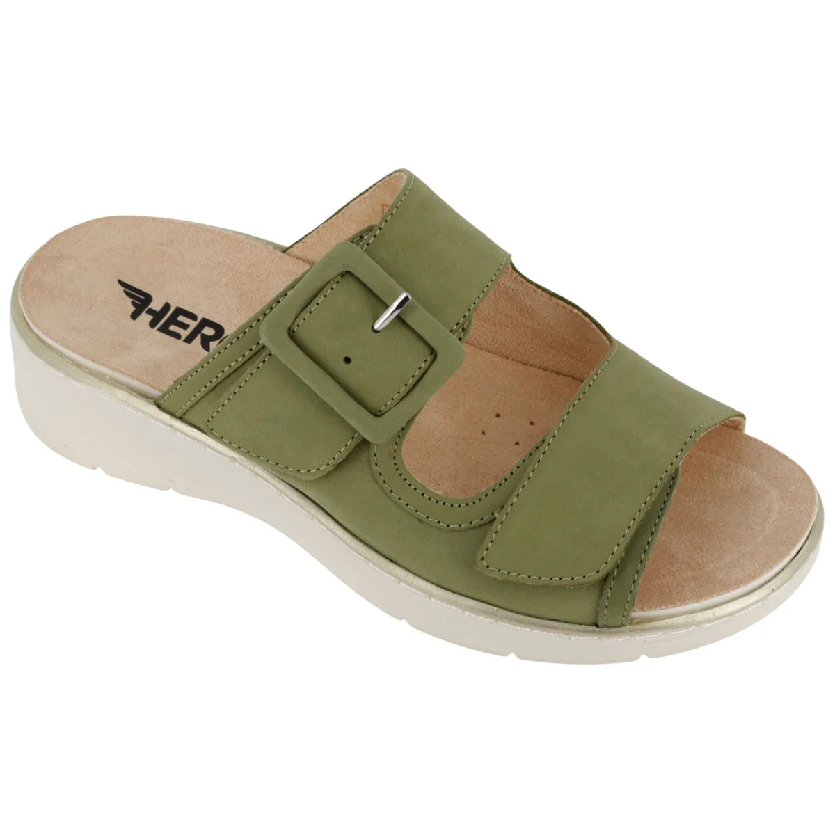 Ciabatta Donna Hergos Verde - Plantare Estraibile Suola Antiscivolo Doppio Velcro