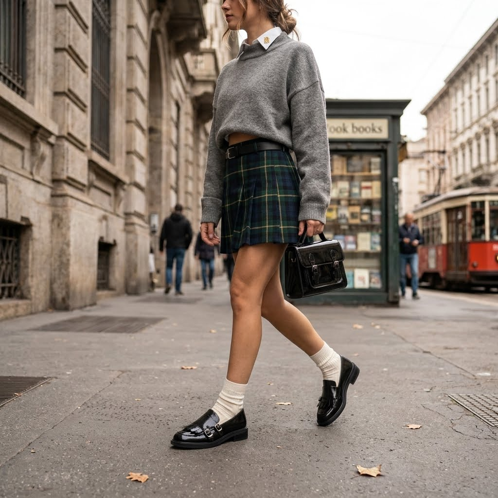 Mocassini Melluso neri con frange e fibbie indossati con look urban