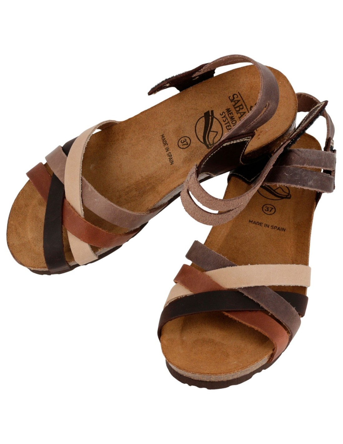 Sandalo Donna Bio Sabatini in Nabuk Multicolor – Fasce Incrociate e Plantare Memory System