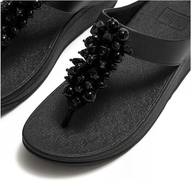 Infradito Donna FitFlop Fino Bead-Cluster Toe-Post Sandals - Black