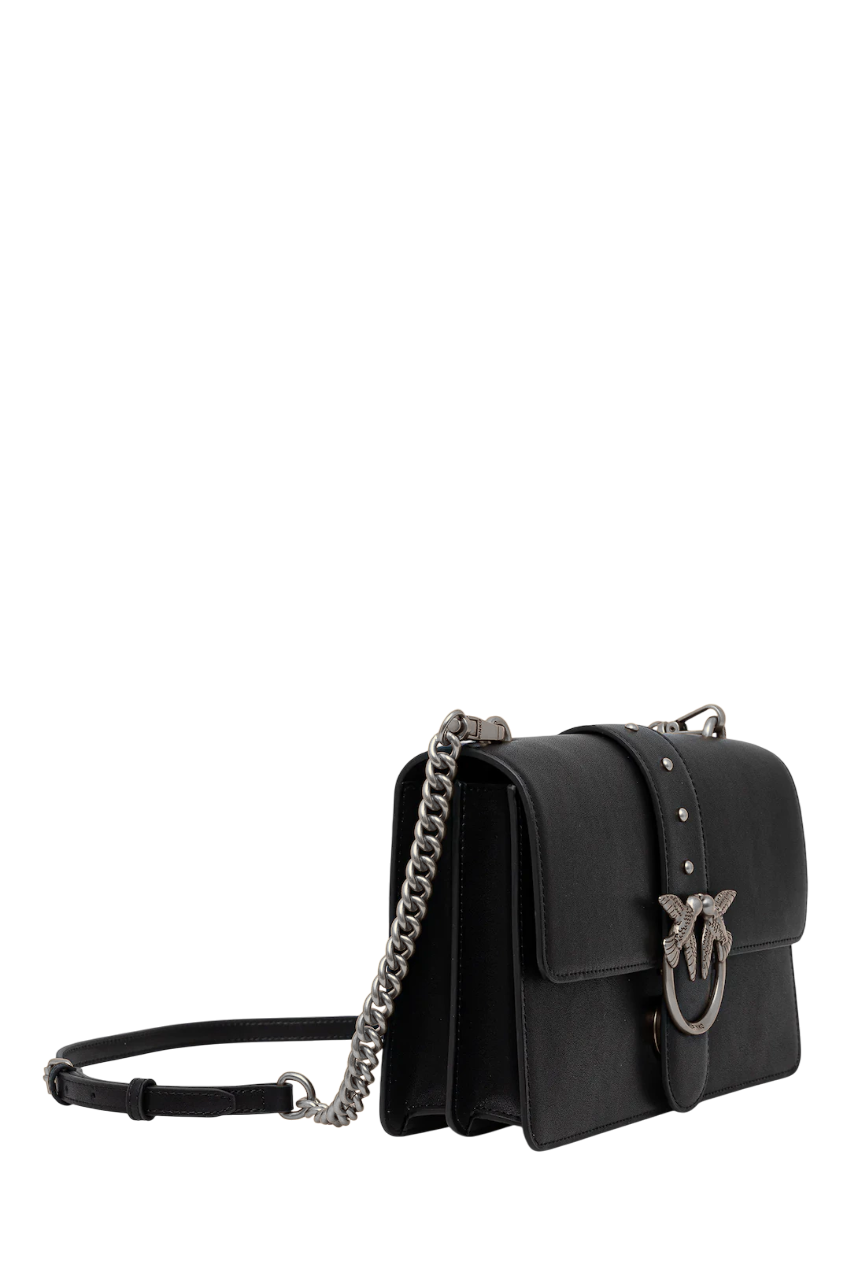 Pinko borsa a tracolla Love One Classic in pelle nero argento