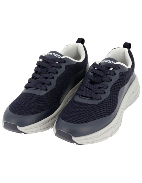 Sneakers unisex Hergos Shanghai blu con suola chiara, vista del paio