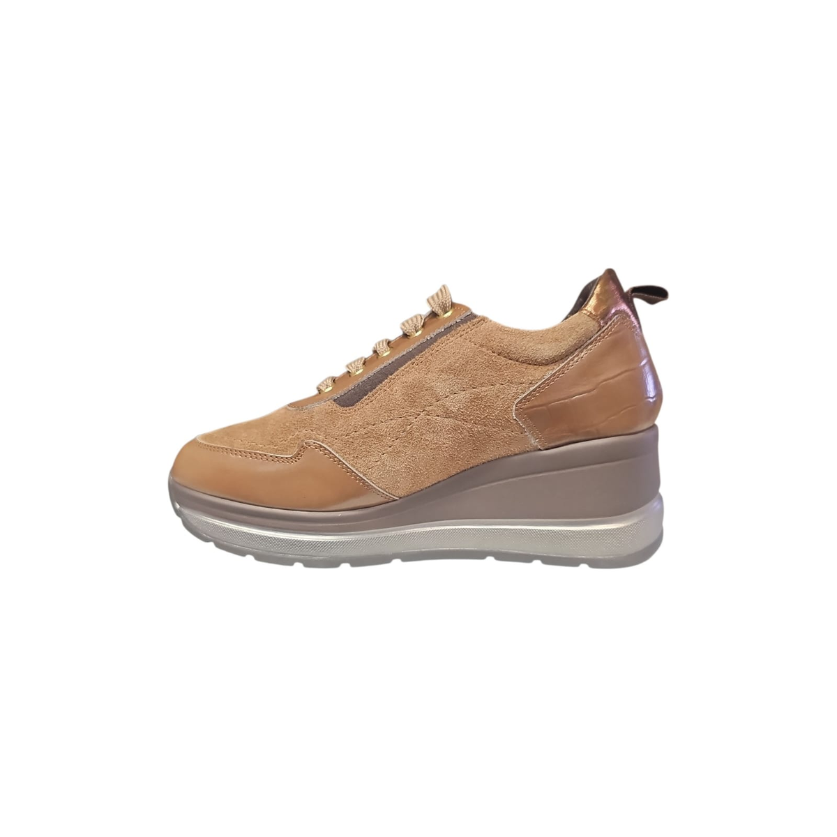 Sneaker Melluso R25566 beige tortora, vista laterale interna