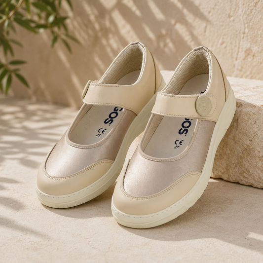 Hergos H9630 ballerina donna vitello panna platino - foto lifestyle esterno