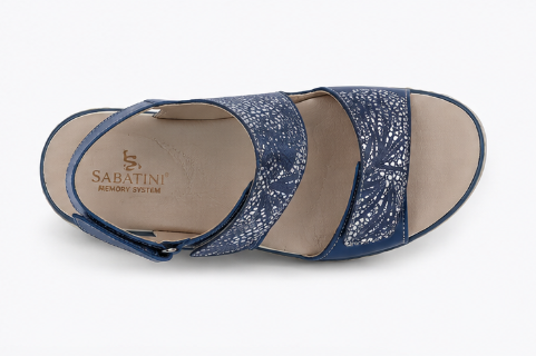Sandalo Sabatini S7022 Vitello Navy – vista dall'alto soletta Memory System Made in Spain