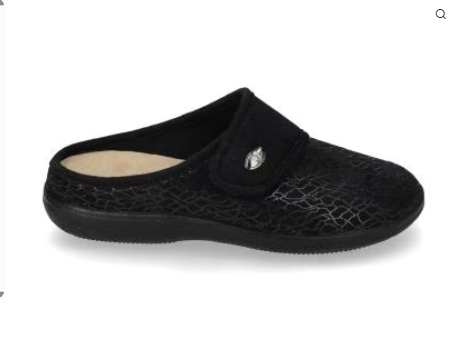 Pantofola donna Valleverde 25104 nera, vista laterale