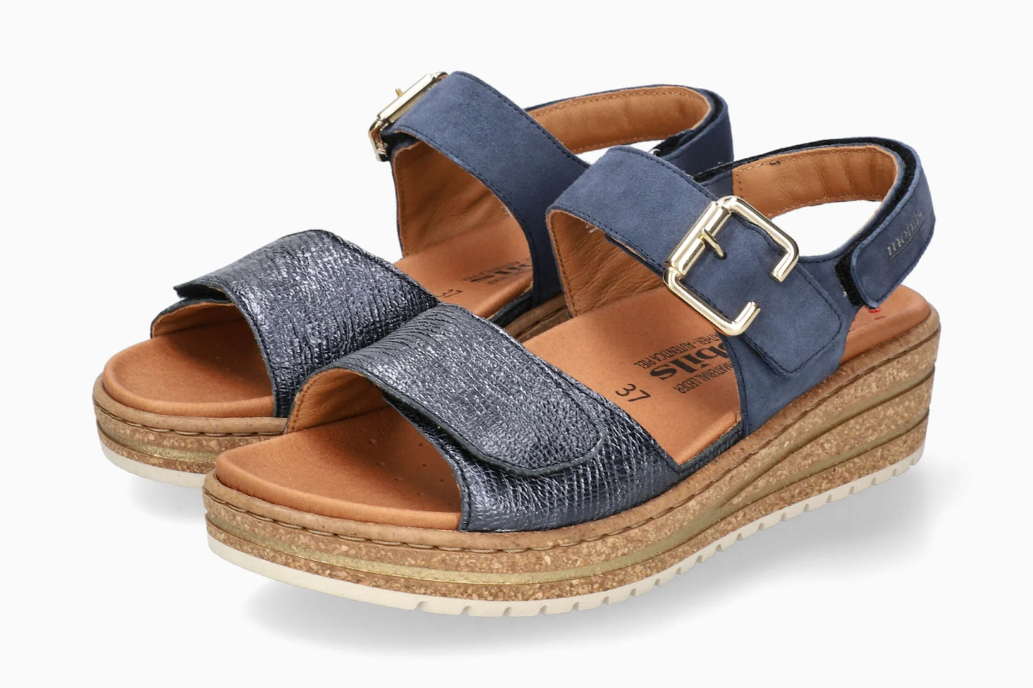 Mephisto MOBILS Rory – Sandalo Donna Blu in Pelle con Zeppa e Plantare Estraibile