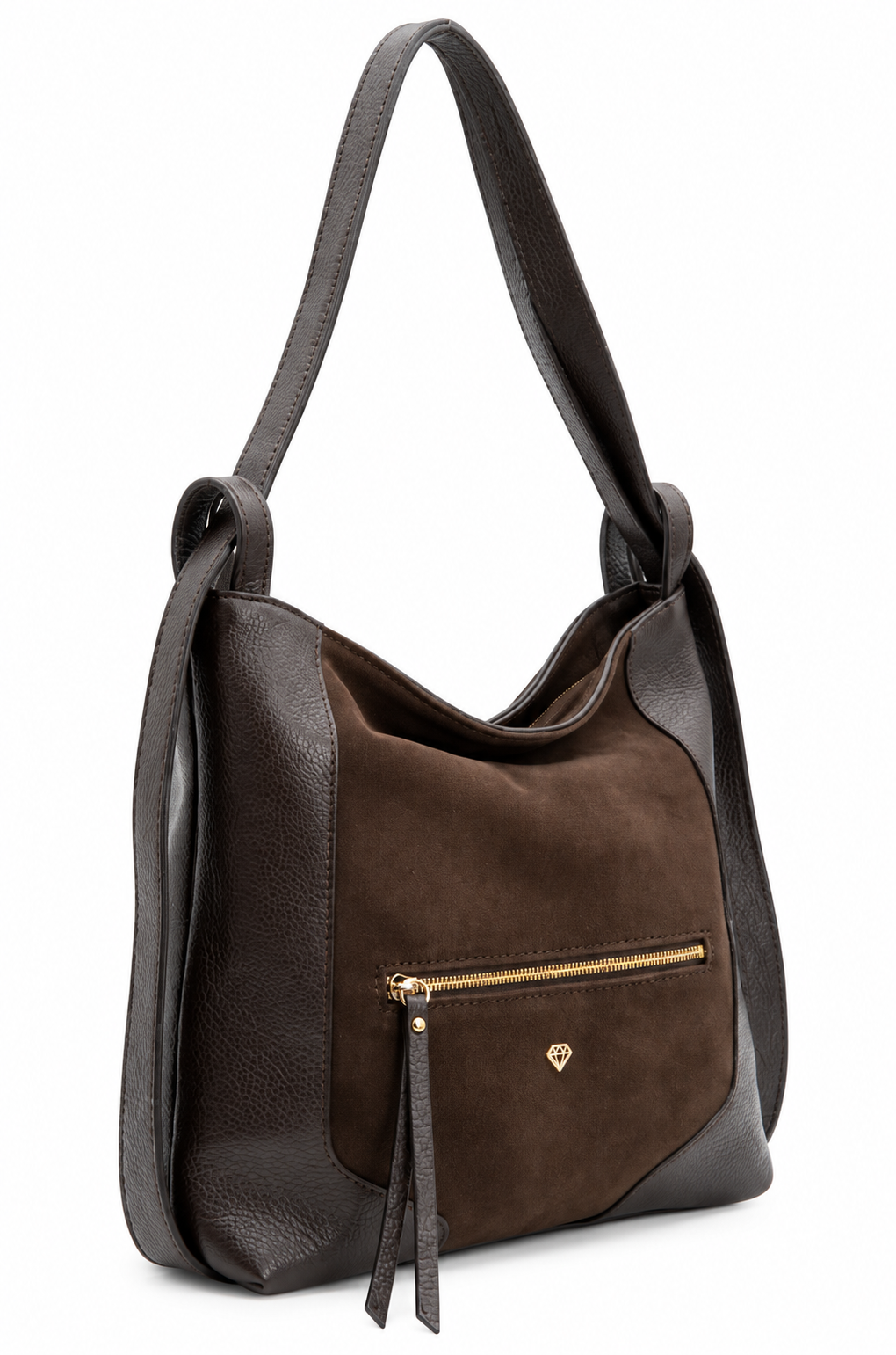 Borsa Caleidos marrone Brown in pelle e scamosciato trasformabile in zaino