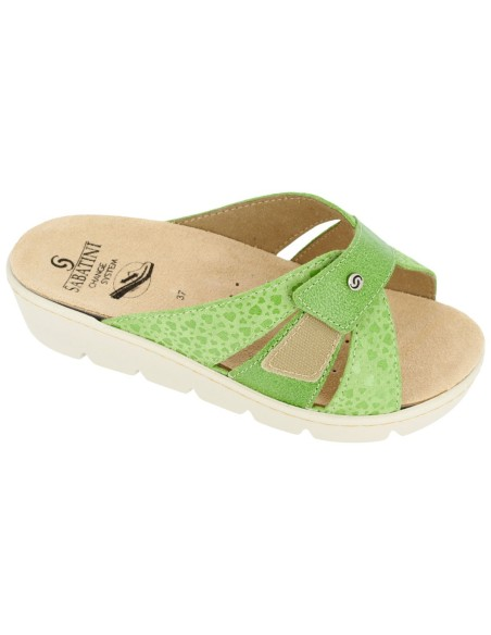 Ciabatta Sabatini S1061 Pistacchio – vista laterale sinistra con velcro centrale