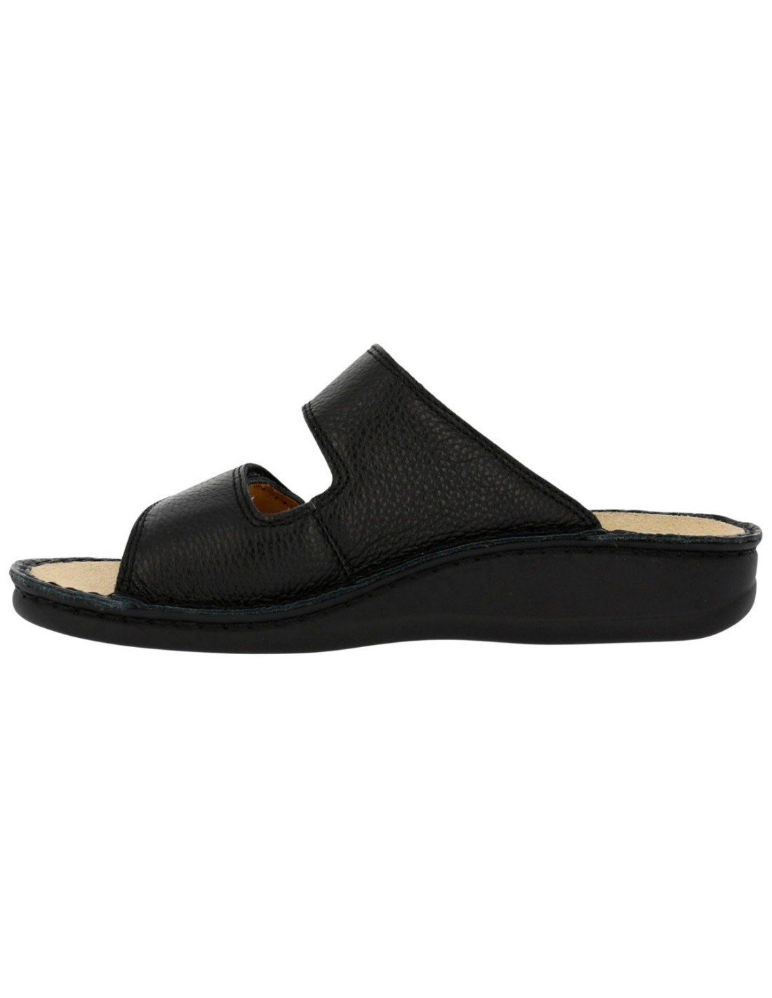 Hergos H440 – Ciabatta Uomo in Vera Pelle | Doppia Fascia Regolabile | Plantare Estraibile | Nero