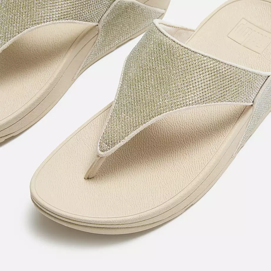 FitFlop LULU Shimmerglitz Toe-Post Sandalo Infradito donna Platino