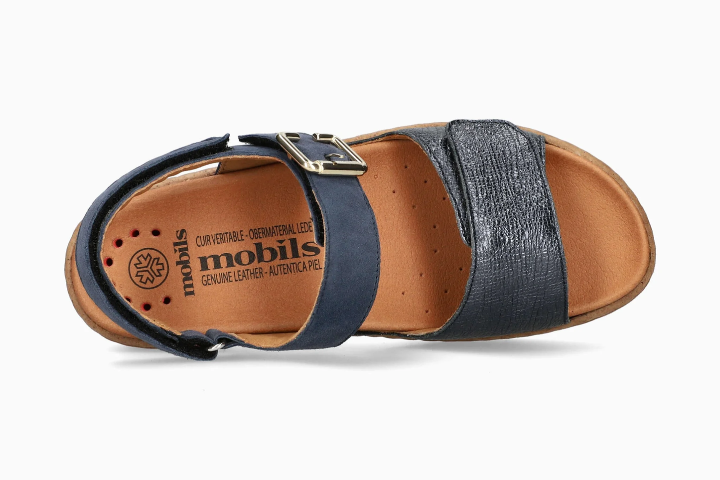 Mephisto MOBILS Rory – Sandalo Donna Blu in Pelle con Zeppa e Plantare Estraibile
