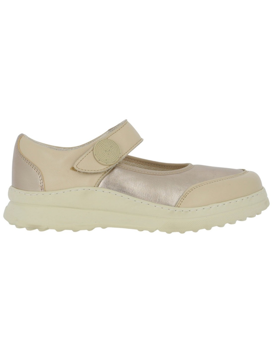 Hergos H9630 ballerina donna vitello panna platino - vista laterale sinistra
