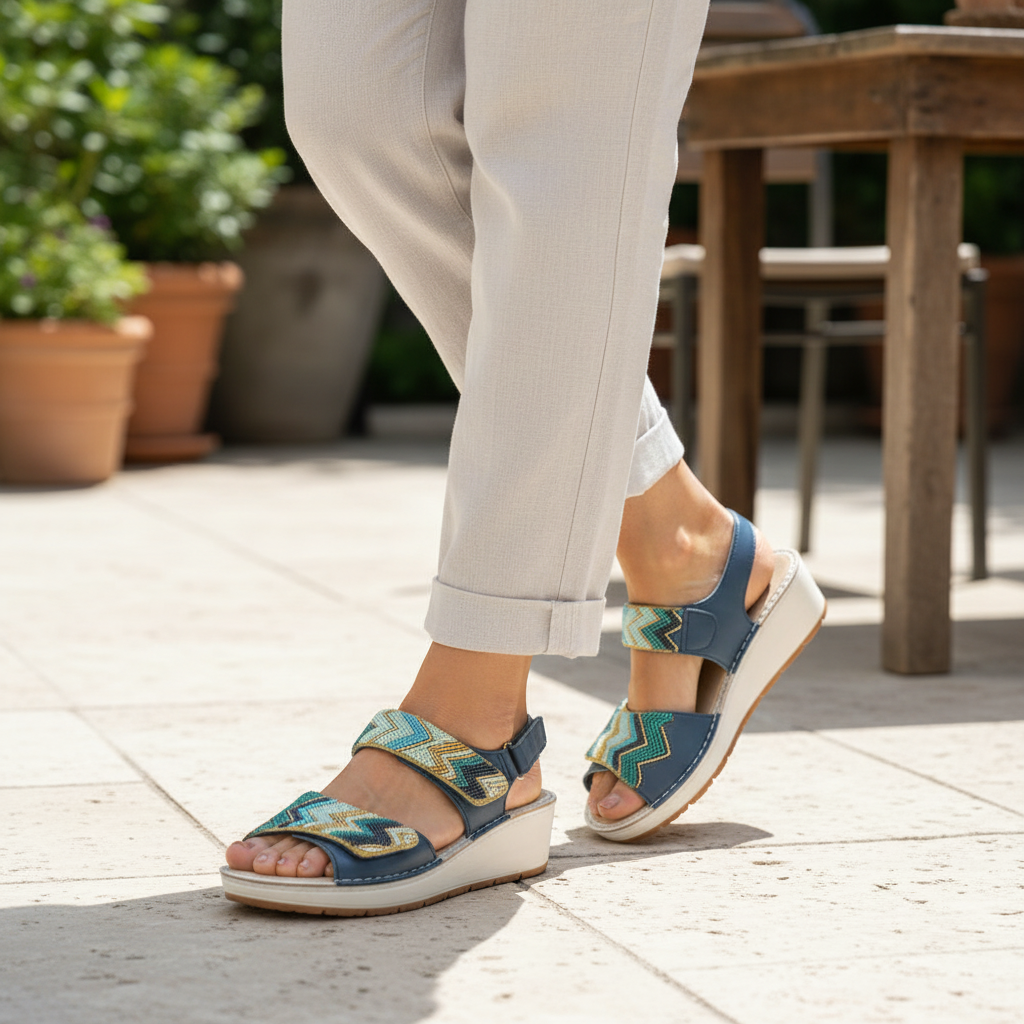 Sandalo donna Hergos T.Ancona Blu indossato donna adulta