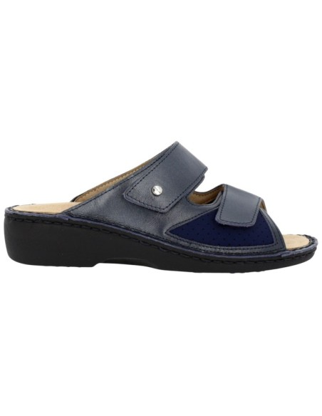 Hergos H1523 – Ciabatta Donna in Pelle | Doppia Fascia Regolabile | Soletta Estraibile | Blu