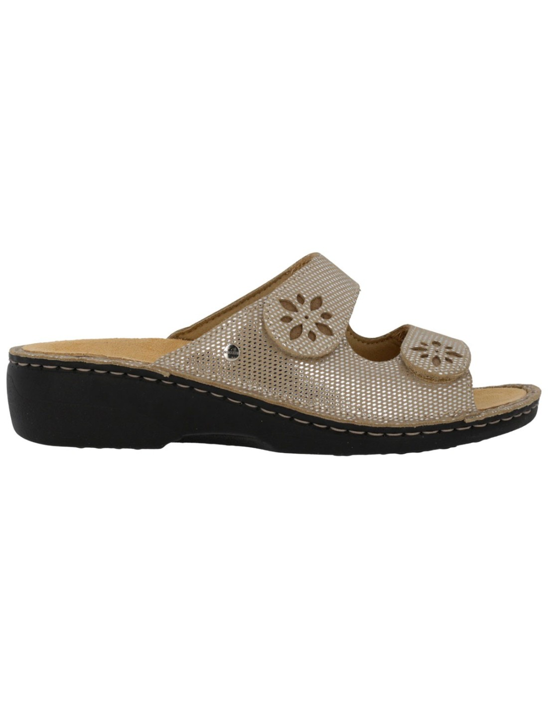 Ciabatta  Hergos in pelle con doppia fascia regolabile e plantare estraibile - Sirio Beige