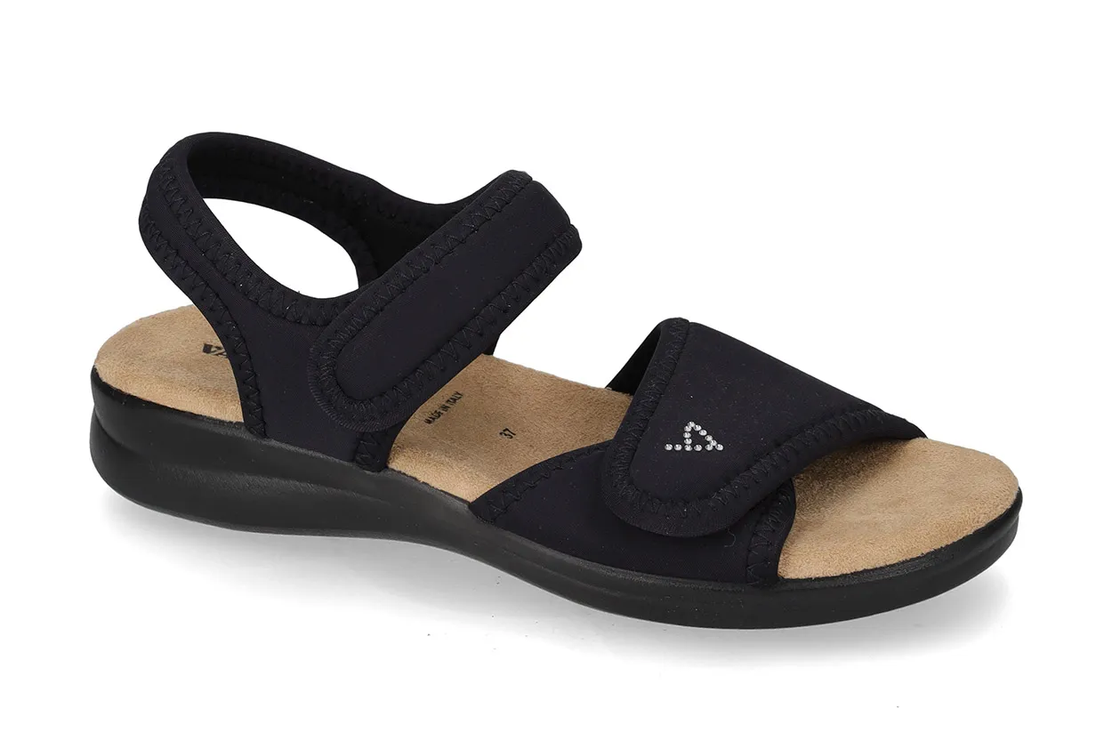 Sandalo Donna Valleverde – Strappo Elasticizzato per Alluce Valgo 25324-0 Nero