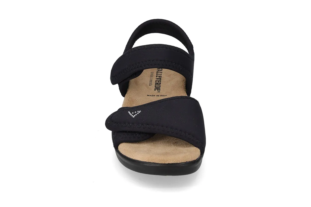 Sandalo Donna Valleverde – Strappo Elasticizzato per Alluce Valgo 25324-0 Nero