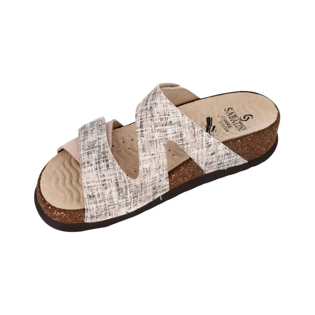 Ciabatta Donna in Pelle Hergos – Tweed e Camoscio Sabbia | Design Contemporaneo
