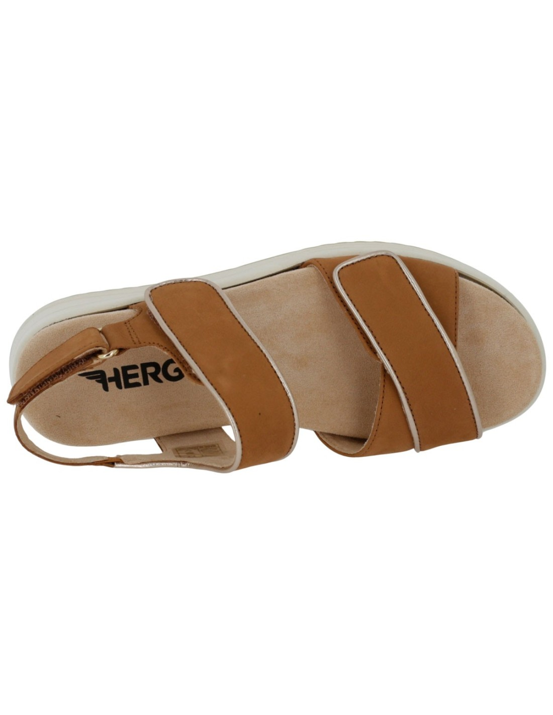 Sandalo Hergos Donna Pelle Nubuk Doppia Fascia Velcro Antilope