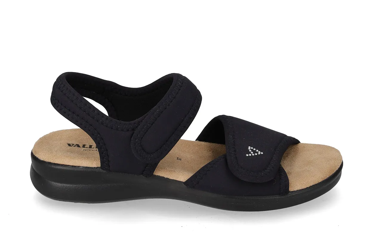 Sandalo Donna Valleverde – Strappo Elasticizzato per Alluce Valgo 25324-0 Nero