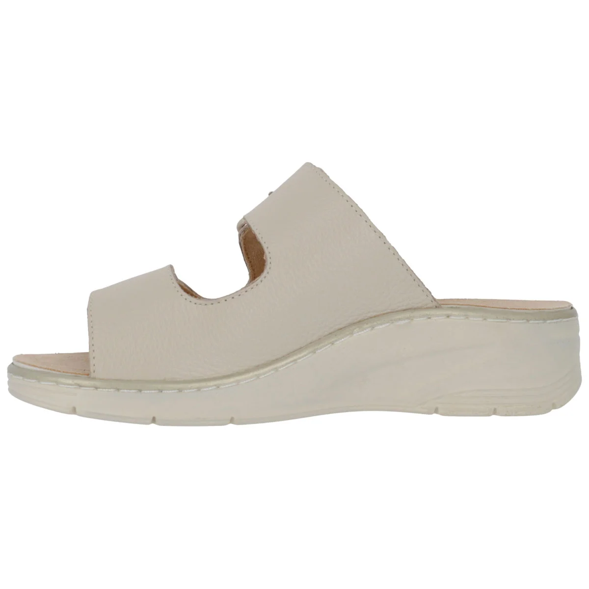 Ciabatta Donna Hergos Smart/Panna - Plantare Estraibile Suola Antiscivolo Doppio Velcro
