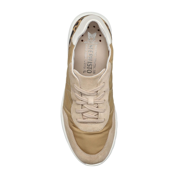 Mephisto Macha – Sneaker Donna in Tessuto e Scamosciato Beige con Dettaglio Leopardato