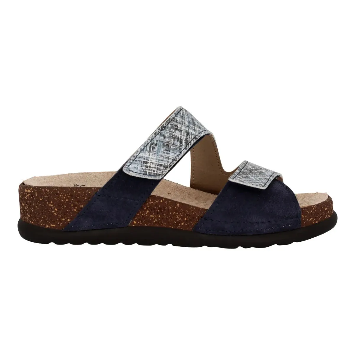 Ciabatta Donna in Pelle Hergos – Tweed e Camoscio Blu | Design Contemporaneo