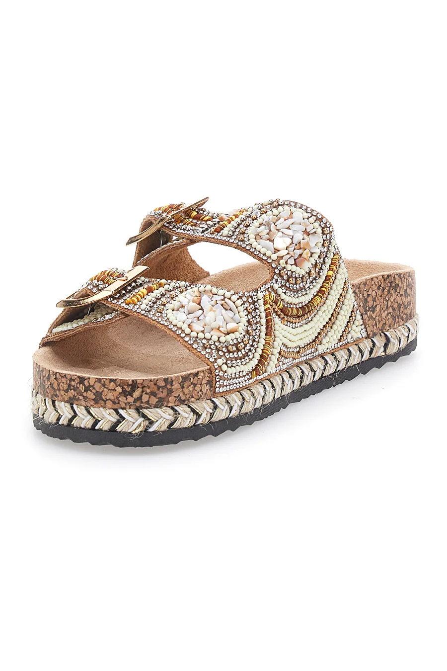 Renato Balestra - Ciabatta Donna Doppia Fascia Decorata Cammello