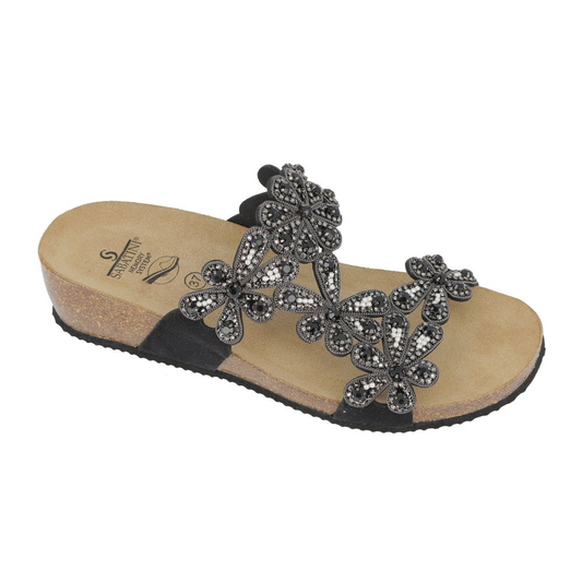 Sandalo Gioiello con Suola Memory - Butterfly Nero | Sabatini