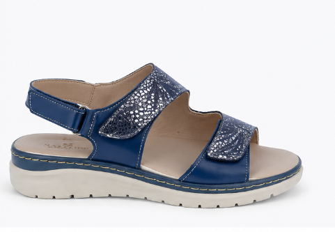 Sandalo Sabatini S7022 Vitello Navy – vista laterale destra con suola